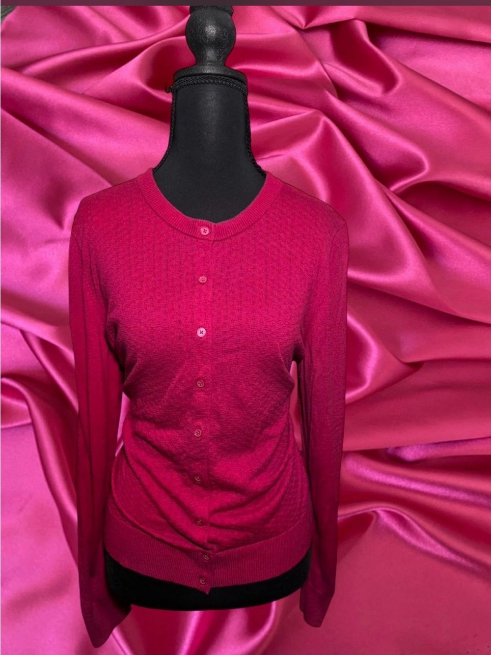 Banana Republic Fuchsia Crewneck Button Cardigan